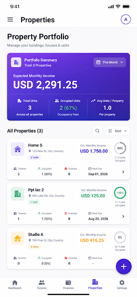 LandlordPro property portfolio screenshot