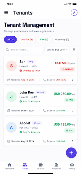 LandlordPro tenant management screenshot